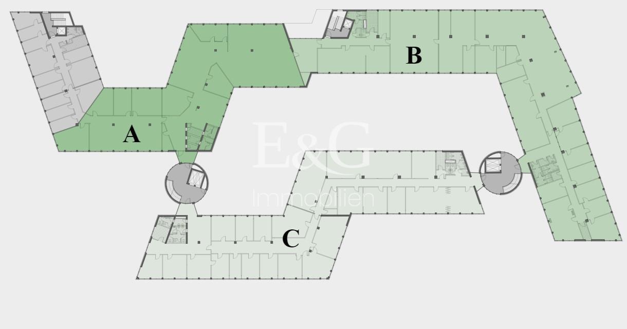 2. Obergeschoss, ca. 754 m², 1198 m², 1063 m²