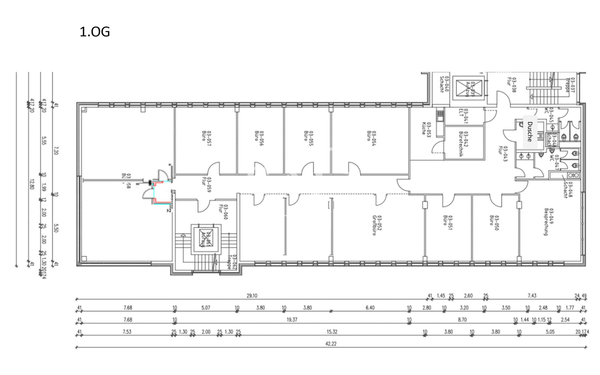 1. OG Untervermietung Bürofläche_Bauteil D-1